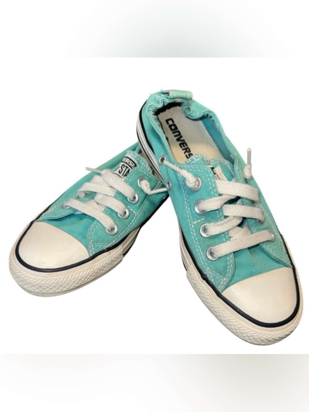 CONVERSE ALL STARS Women’s Rare Teal Blue Slip On Low Tops Size 6 EUC